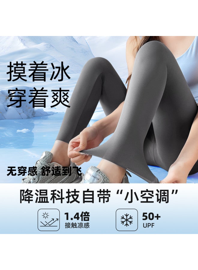 PLANDOO Ultra-Thin Shark Leggings For Women, Summer Yoga High-Waisted Lifting Outerwear Milk-Skin Base Layer Riding Barbie Pants - Image 4