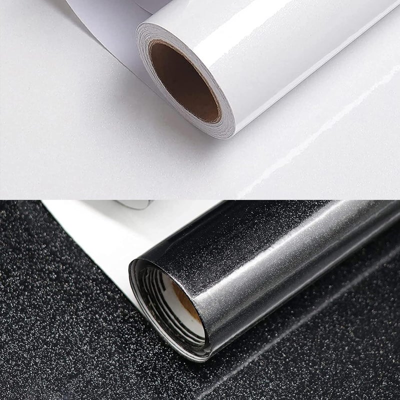 TANONE 15.79" X 197" Black Wallpaper Peel Stick Wallpaper Vinyl Self Adhesive Decorative Film for Wallcovering Kitchen Countertops Cabinets Furniture - Image 5