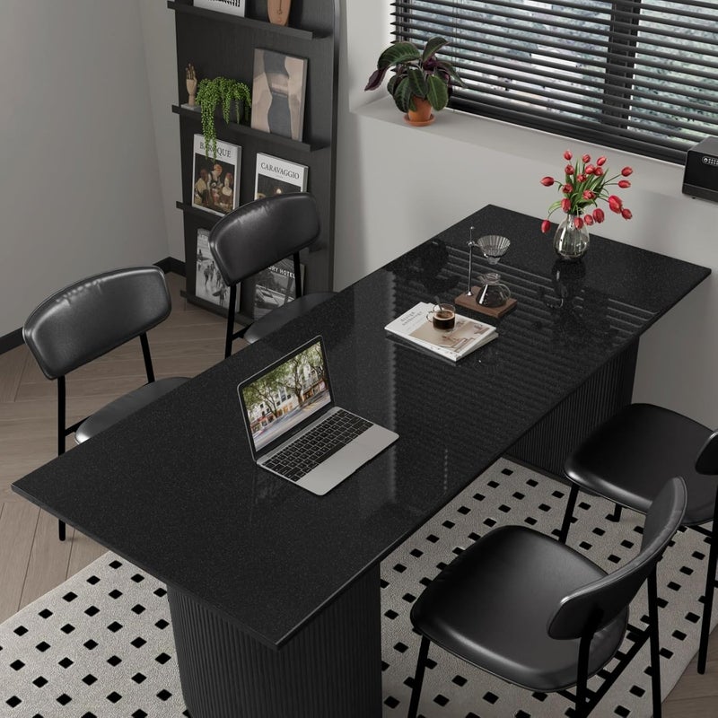 TANONE 15.79" X 197" Black Wallpaper Peel Stick Wallpaper Vinyl Self Adhesive Decorative Film for Wallcovering Kitchen Countertops Cabinets Furniture - Image 3