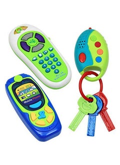 Click N' Play Pretend Play Cell Phone Tv Remote & Car Key Accessory Playset For Kids With Lights Music & Sounds (Set Of 3)  - Image 2