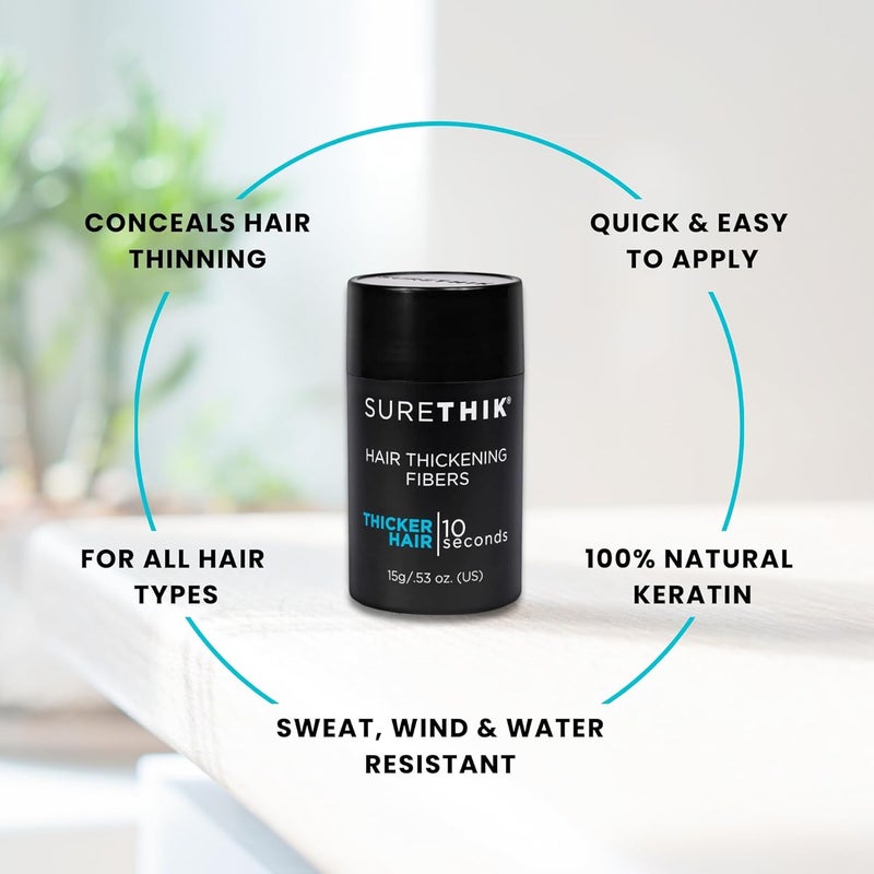 SURETHIK Hair Thickening Fibers for Thinning Hair - Instant Fuller Look for Men & Women, Grey, 15g - Image 3