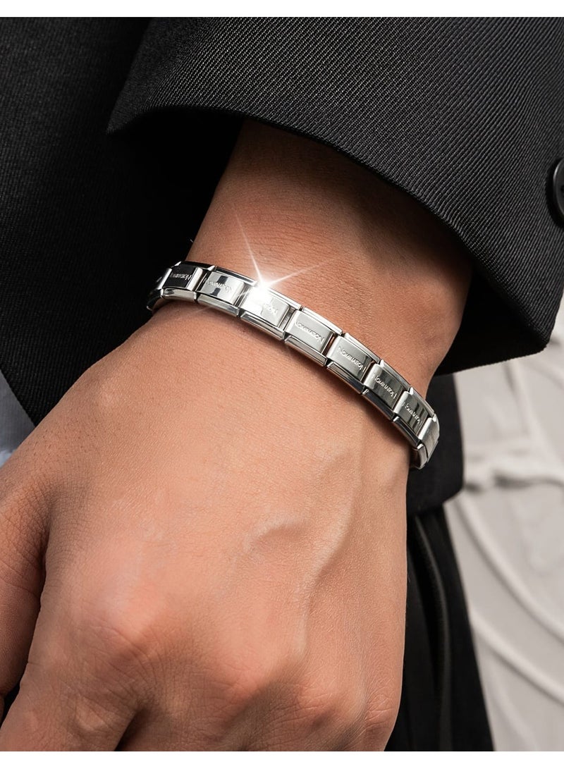 لاكجيريا سوار مرن من الفولاذ المقاوم للصدأ باللون الفضي - هدية مثالية لعيد الحب للرجال والنساء - Image 2