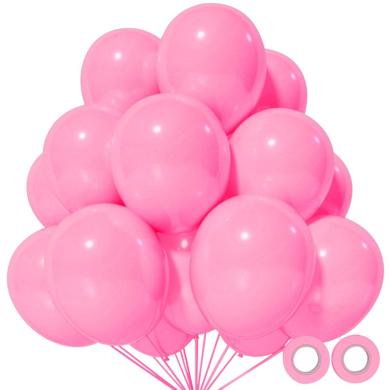 KUULBELA Pink Balloon 110pcs, Pink Latex Balloons12 inch for Birthday Valentine's Day Wedding(with 2 Ribbons) - Image 1
