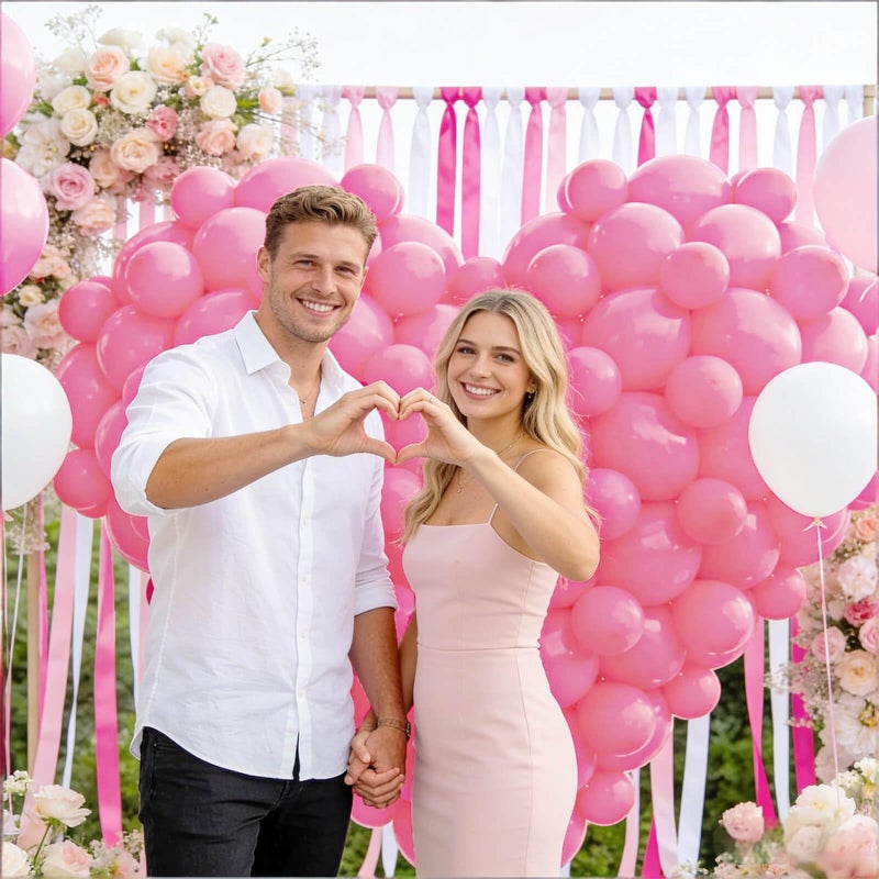 KUULBELA Pink Balloon 110pcs, Pink Latex Balloons12 inch for Birthday Valentine's Day Wedding(with 2 Ribbons) - Image 4