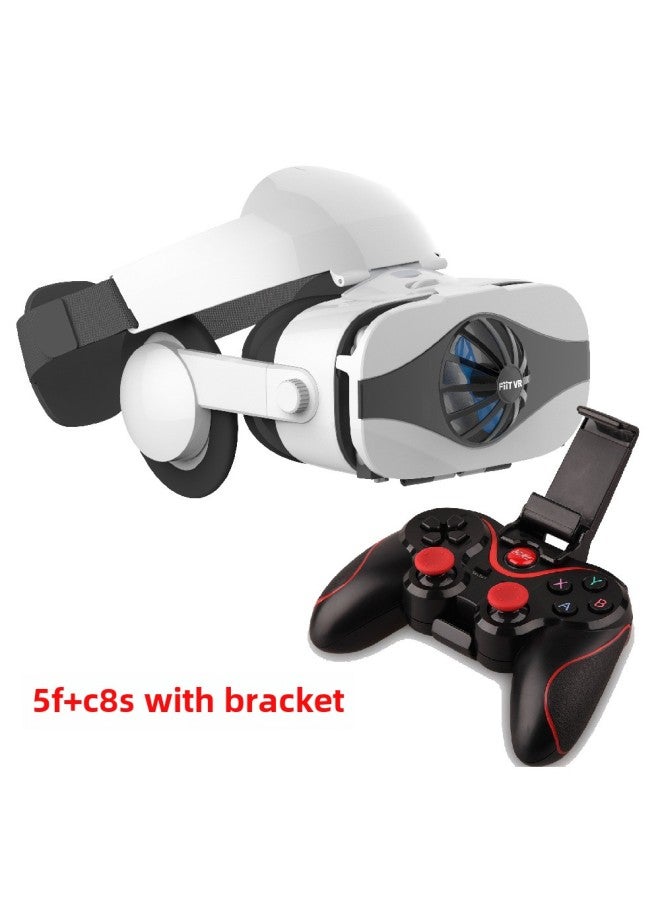 FIIT VR 5F 3D Glasses Mobile Phone Vr Virtual Reality Glasses Headset 3D Helmet Headset Version Radiator-Color:5F + C8S With Bracket - Image 1