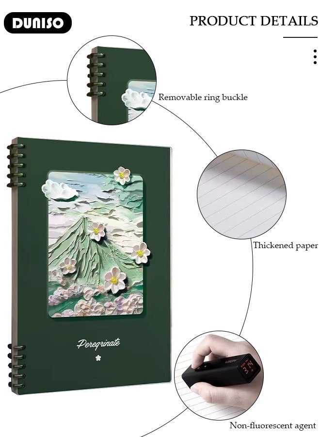 DUNISO A5 Binder Cover Notebook,Refillable Notebook Round Ring Binder with Stretch Buckle and Horizontal Core 60 Pieces, Waterproof and Durable Notebook Protector for School Home Office - Image 2