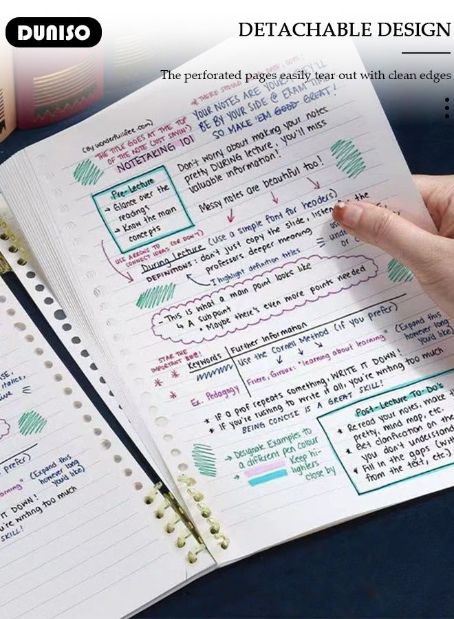 DUNISO A5 Binder Cover Notebook,Refillable Notebook Round Ring Binder with Stretch Buckle and Horizontal Core 60 Pieces, Waterproof and Durable Notebook Protector for School Home Office - Image 5