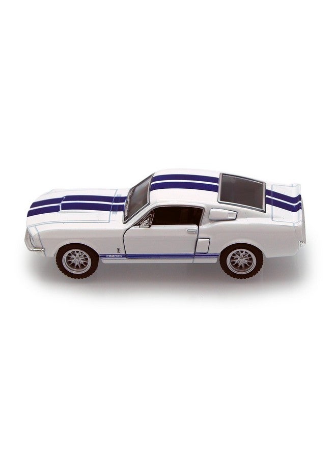 KiNSMART 1967 Ford Shelby Mustang GT500 White 1:38 Scale 5 Inch Die Cast Model Toy Race Car w/Pullback Action