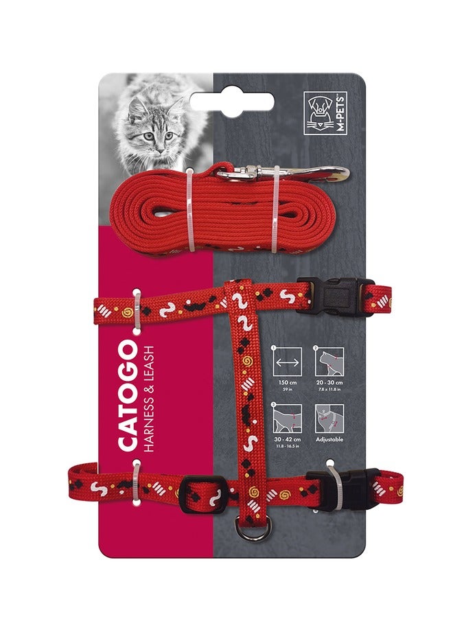 M-PETS Catogo Cat Harness and Leash Set( Red) - Image 1