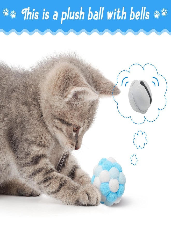 MALLMALL6 10Pcs Cat Toy Set Including Cat Springs Feather Teaser Wand Mice Crinkle Balls and Pet Bell Balls, Puzzle Interactive Pet Gift Pack Toys for Indoor Kitten (Blue) - Image 3