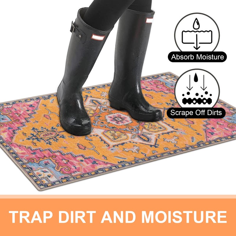 Collive حصيرة الباب الداخلي الكلاهي الرجعية الحصيرة غير القابلة للغسل قابلة للغسل بسرعة تمتص الحصير ترحيب الحصير المنخفضة الباب داخل سجادة الباب الأمامي للمدخل - 24 "" × 36 "" - Image 3