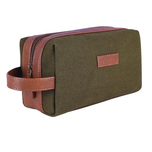 Hamelin Toiletry Bag Shaving Kit Organiser | Travel Friendly Shaving & Makeup Pouch | Toiletry Kit for Men and Women | Dopp Kit | All in One Organizer for Beauty Essentials | Toiletry Case-Olive - Image 1