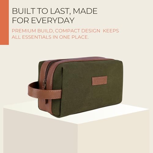Hamelin Toiletry Bag Shaving Kit Organiser | Travel Friendly Shaving & Makeup Pouch | Toiletry Kit for Men and Women | Dopp Kit | All in One Organizer for Beauty Essentials | Toiletry Case-Olive - Image 4