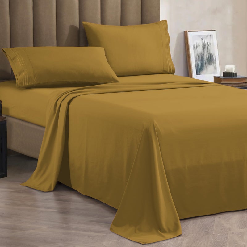 CELINE LINEN Premium 1800 Hotel Quality WrinkleResistant 4Piece Microfiber Sheet Set Luxury Ultra Soft and Breathable Bedding 16 Inch Deep Pocket 4PC Sheet Set Queen Bronze