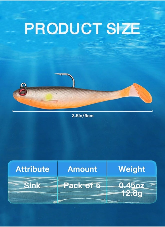Polish'D - 5Piece Fishing Lure Minnow Set, Well-made Easy Catching Lures for Family Fishing, Great Action Swimbait with Spinner, All-conditions Fishing Gear for Bass Trout, Fishing Jigs - Image 1