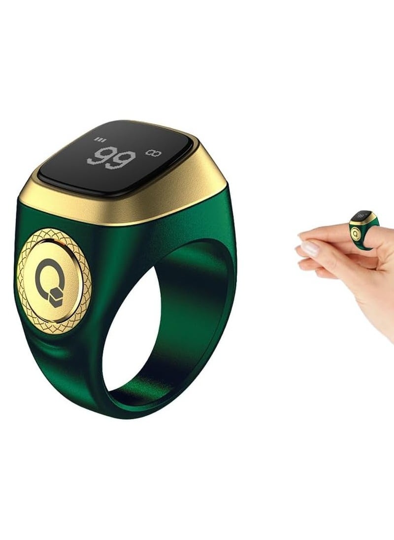Generic - 22 mm Zikr Ring Smart Ring with Vibration Reminder Tasbih Counter and Bluetooth Connection for Exclusive IQIBLA App and 5 Daily Prayer Reminders Green - Image 1