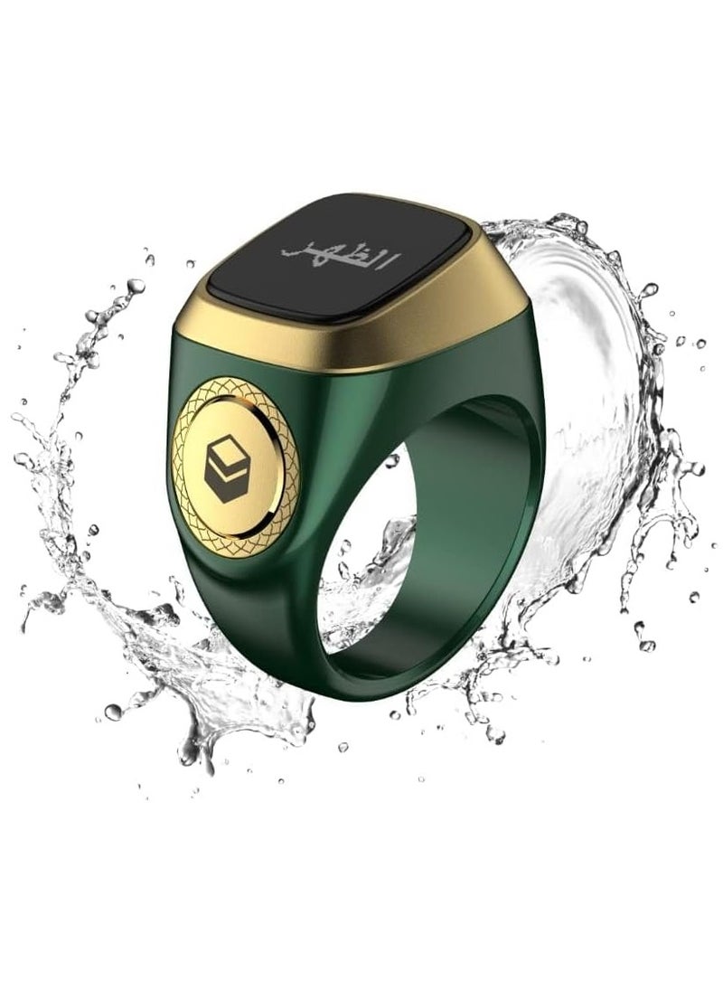 Generic - 22 mm Zikr Ring Smart Ring with Vibration Reminder Tasbih Counter and Bluetooth Connection for Exclusive IQIBLA App and 5 Daily Prayer Reminders Green - Image 1