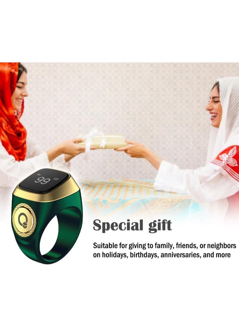 Generic - 22 mm Zikr Ring Smart Ring with Vibration Reminder Tasbih Counter and Bluetooth Connection for Exclusive IQIBLA App and 5 Daily Prayer Reminders Green - Image 1