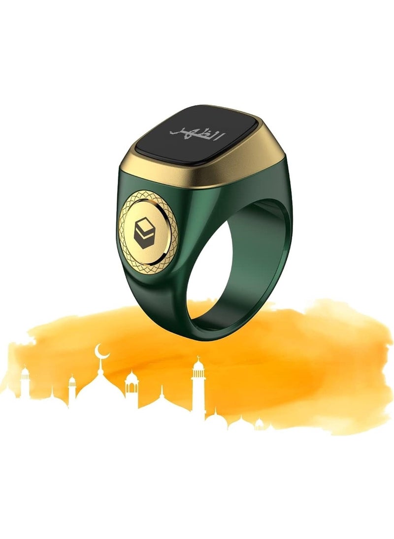 Generic - 22 mm Zikr Ring Smart Ring with Vibration Reminder Tasbih Counter and Bluetooth Connection for Exclusive IQIBLA App and 5 Daily Prayer Reminders Green - Image 1