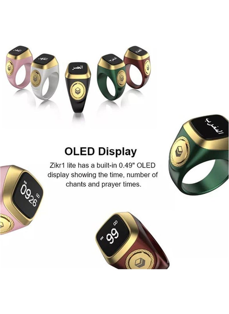 Generic 22 mm Zikr Ring Smart Ring with Vibration Reminder Tasbih Counter and Bluetooth Connection for Exclusive IQIBLA App and 5 Daily Prayer Reminders Green  - Image 5