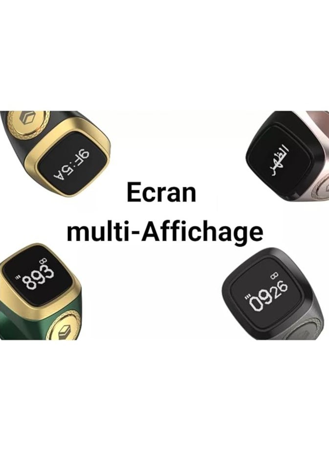 Generic - 22 mm Zikr Ring Smart Ring with Vibration Reminder Tasbih Counter and Bluetooth Connection for Exclusive IQIBLA App and 5 Daily Prayer Reminders Green - Image 1
