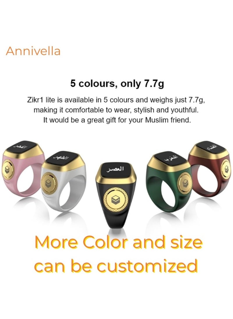 Generic - 22 mm Zikr Ring Smart Ring with Vibration Reminder Tasbih Counter and Bluetooth Connection for Exclusive IQIBLA App and 5 Daily Prayer Reminders Green - Image 1