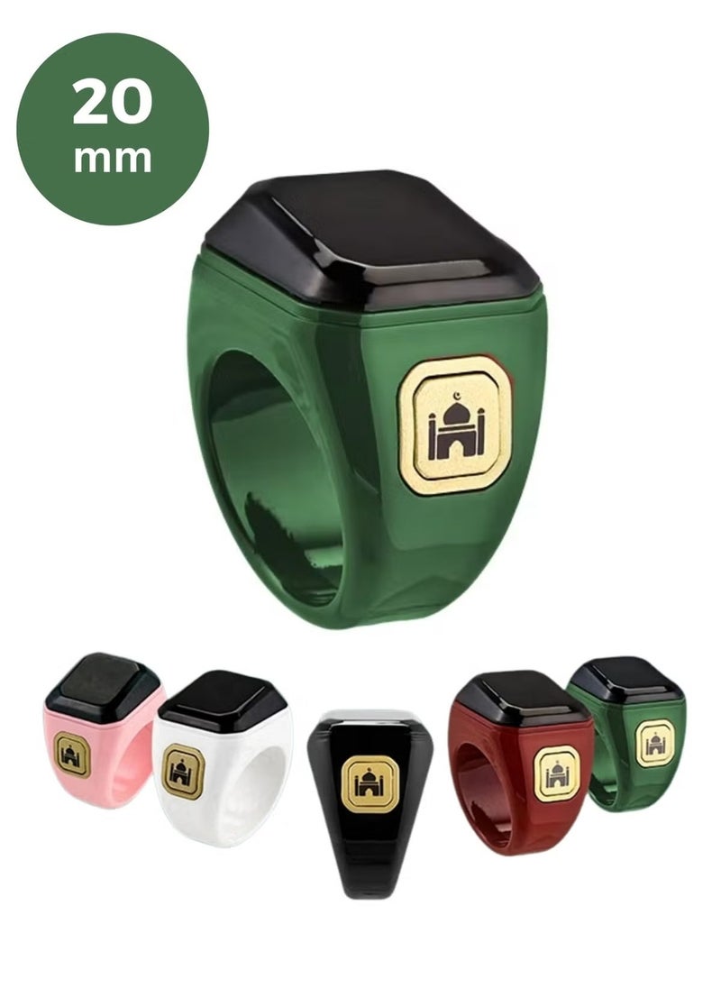 Generic 22 mm Zikr Ring Smart Ring with Vibration Reminder Tasbih Counter and Bluetooth Connection for Exclusive IQIBLA App and 5 Daily Prayer Reminders Green  - Image 1