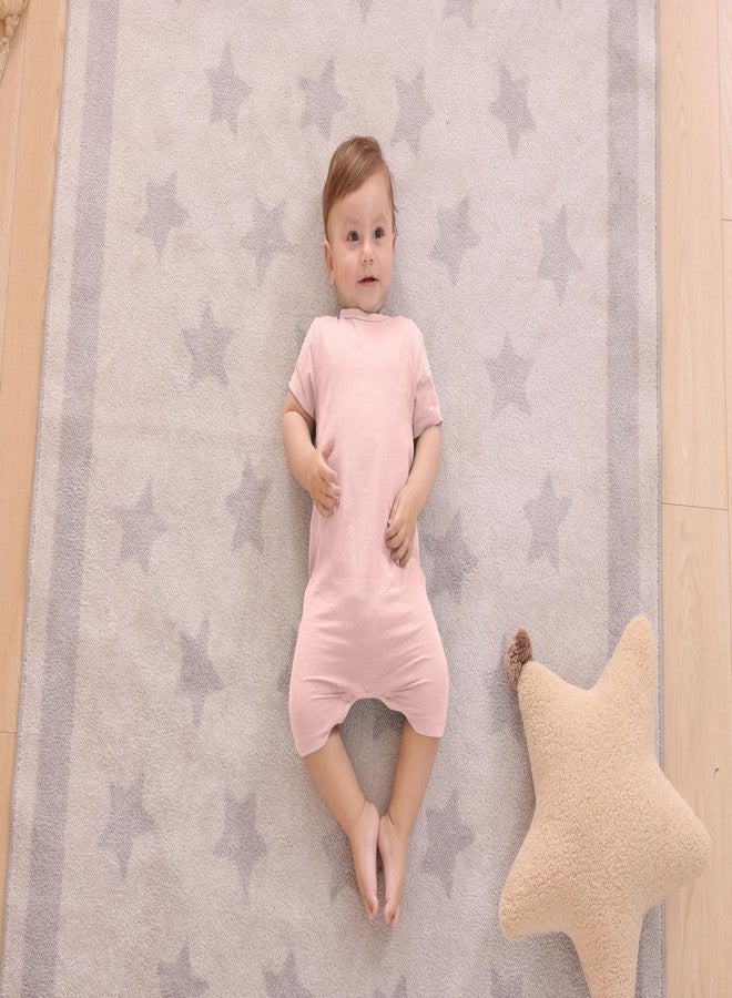 GUISBY Baby Short Sleeve Bodysuit Snap Crotch Closure Cotton Pajamas for Baby 3-Packs Light Pink+Pink+Apricot Grey 18-24 Months - Image 5