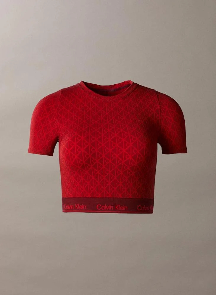 CALVIN KLEIN Logo Short Sleeve Cropped Top