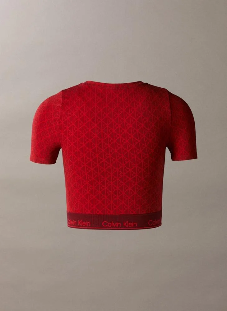 CALVIN KLEIN Logo Short Sleeve Cropped Top