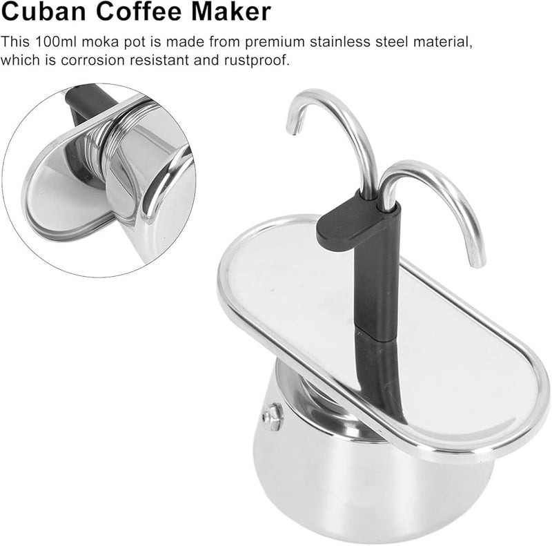 وعاء الموكا من الفولاذ المقاوم للصدأ 100 مل صانع القهوة بفوهة مزدوجة للمنزل والتخييم والمقهى - Image 5