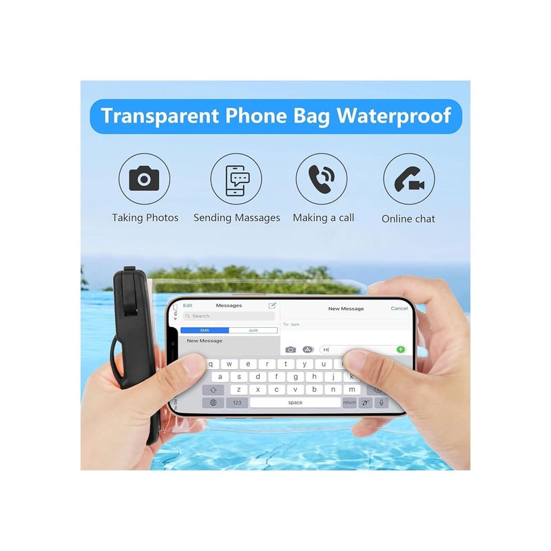 TARAVEE Waterproof Phone Pouch, Dry Bag with Lanyard,Universal Waterproof Phone Case for iPhone 14 13 12 11 Pro Max XR X XS SE 8 Plus Samsung S23 S22 Ultra S21 S10 S9 up to 7" (Black-Pack of 2) - Image 2