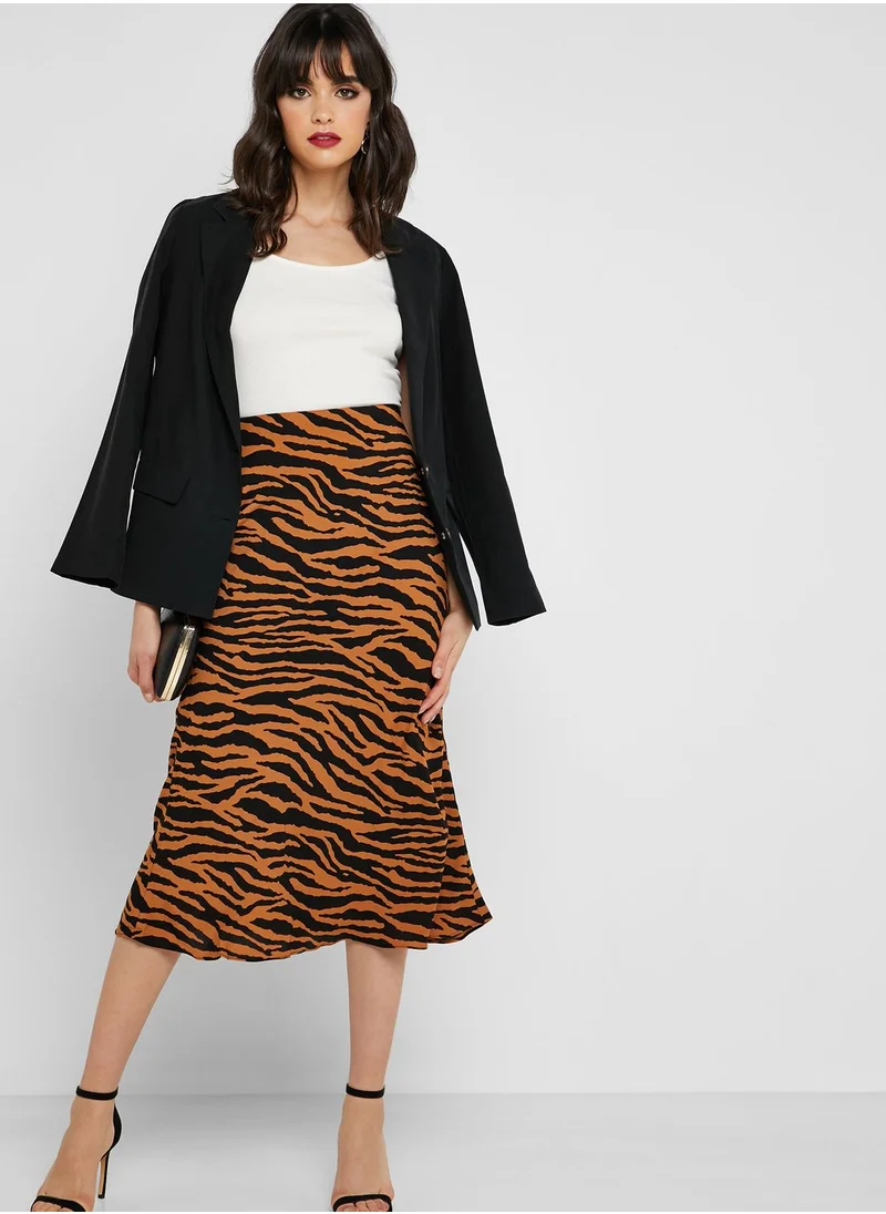 Miss Selfridge High Waist Zebra Print Skirt