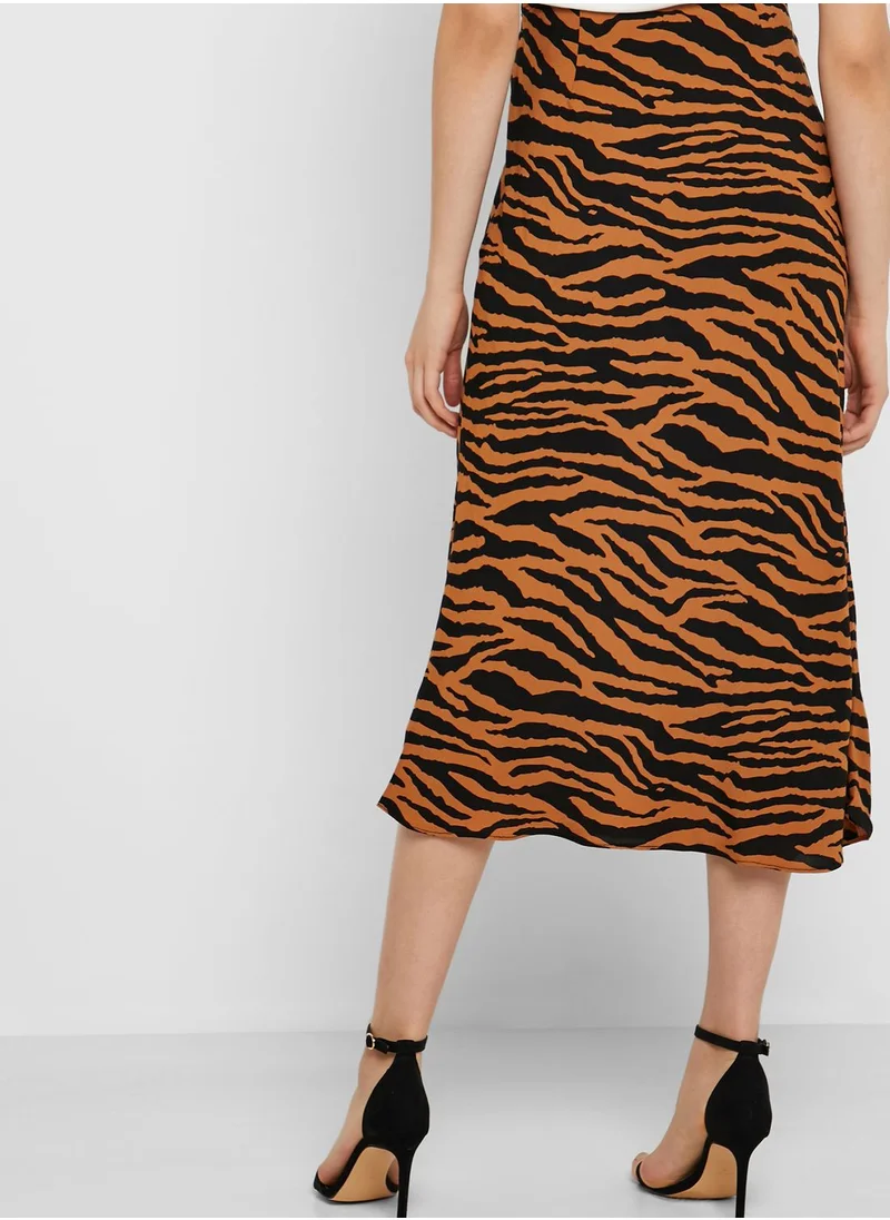 Miss Selfridge High Waist Zebra Print Skirt