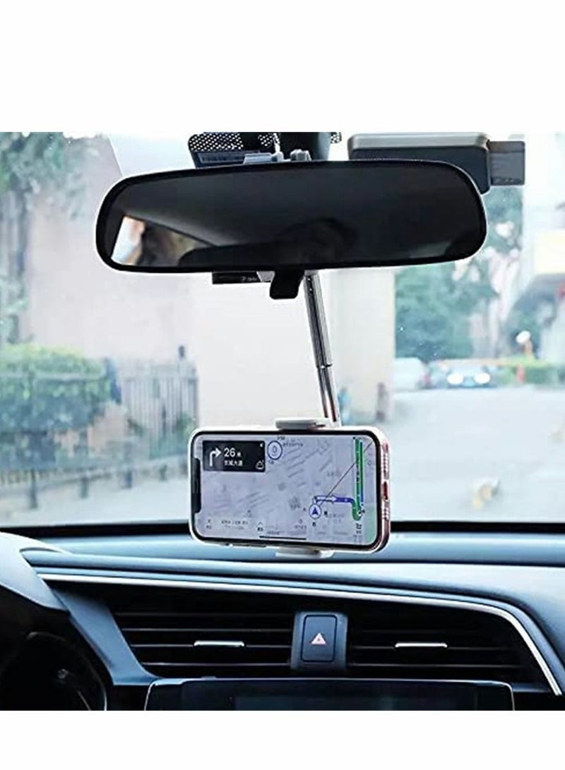 360 Degree Rearview Mirror Phone Holder Universal Car Mount Clip Suitable for Most 4 to 6.1 Inch Mobile Phones - Image 1
