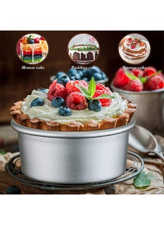 Depend Cake Pans Round Non Stick Round Cheese Cake Baking Pans For Home Party Baking Supplies, Round Cake Pans with Removable Bottom 4 Pieces 4.5 Inch  - Image 5