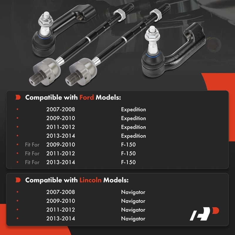 A-Premium 4Pcs Tie Rod End Kit for Ford and Lincoln - Image 2