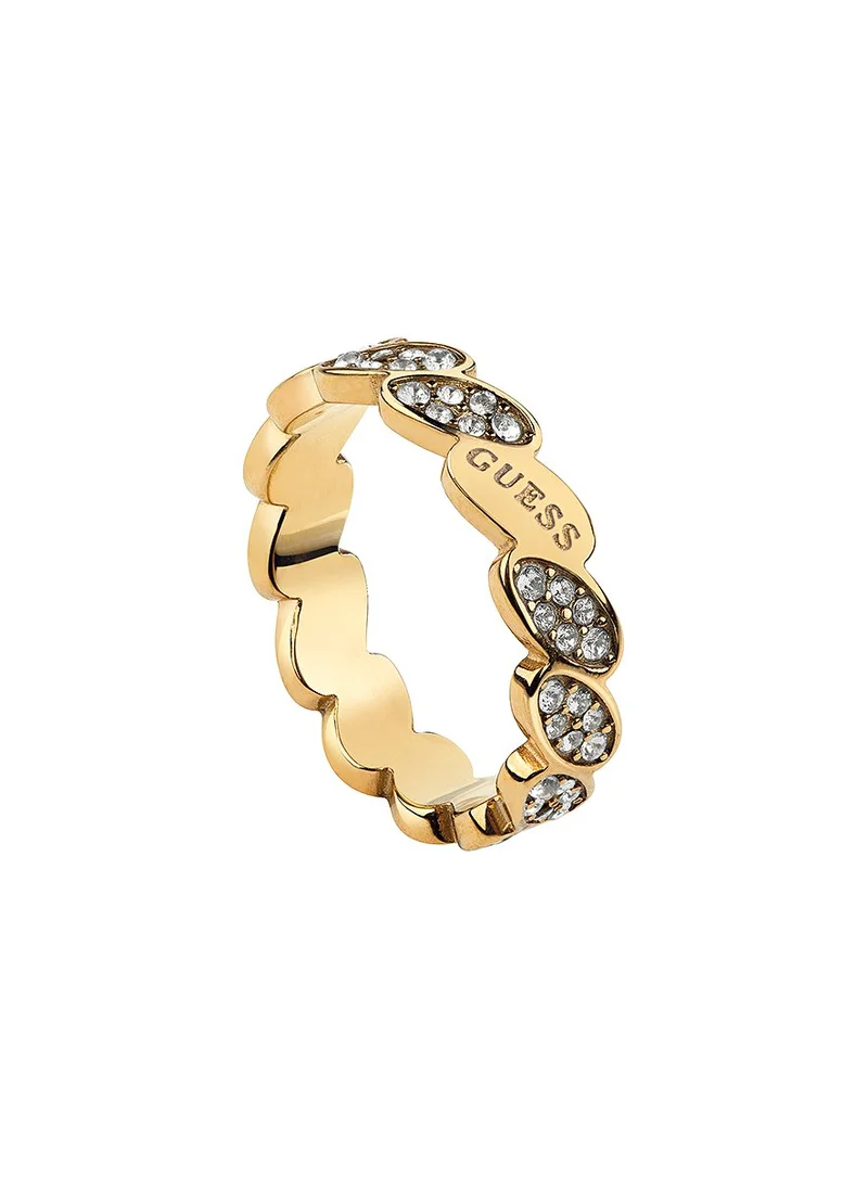 جس Crystal Logo Detail Single Circle Ring