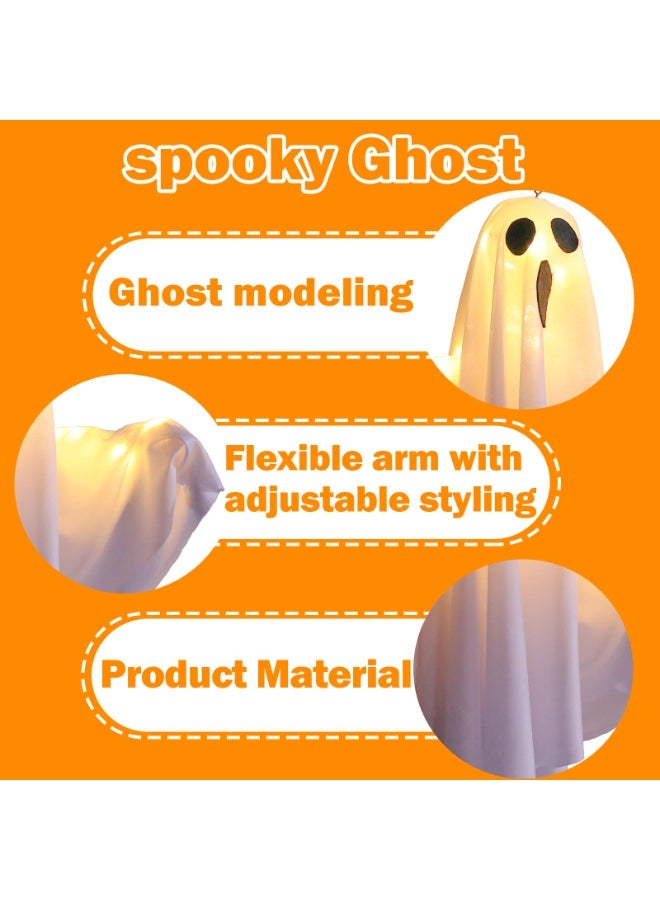 Halloween Hanging Goblin Lights Warm White LED Swinging Ghost Home Decor 3 Modes Adjustable(Steady/Flash/Fast) Party Garden Yard Scary Cute Spooky Gifts (White) - Image 3