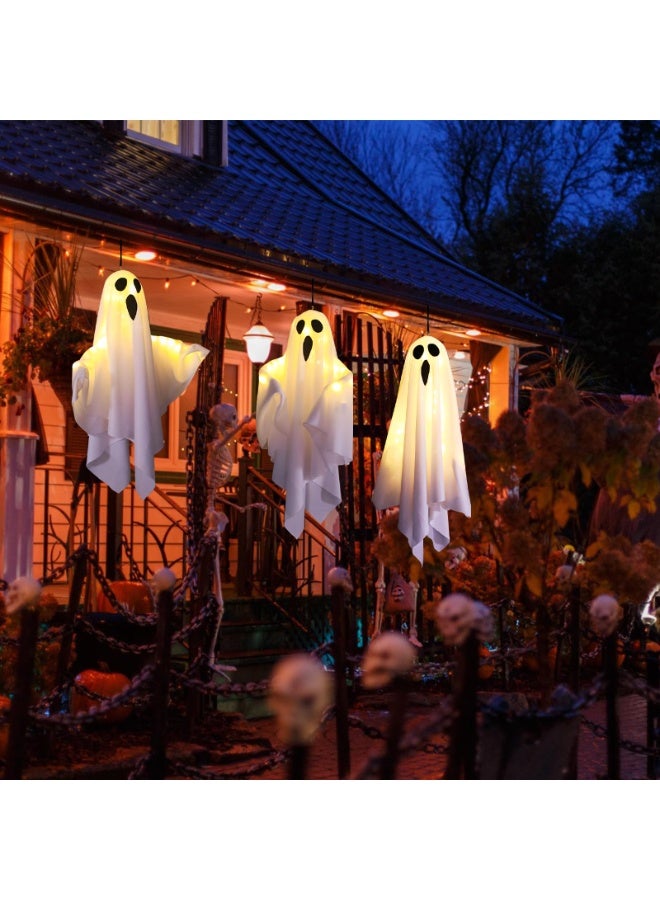 Halloween Hanging Goblin Lights Warm White LED Swinging Ghost Home Decor 3 Modes Adjustable(Steady/Flash/Fast) Party Garden Yard Scary Cute Spooky Gifts (White) - Image 4
