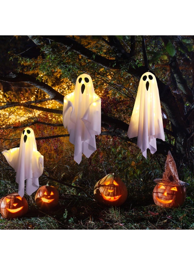 Halloween Hanging Goblin Lights Warm White LED Swinging Ghost Home Decor 3 Modes Adjustable(Steady/Flash/Fast) Party Garden Yard Scary Cute Spooky Gifts (White) - Image 5