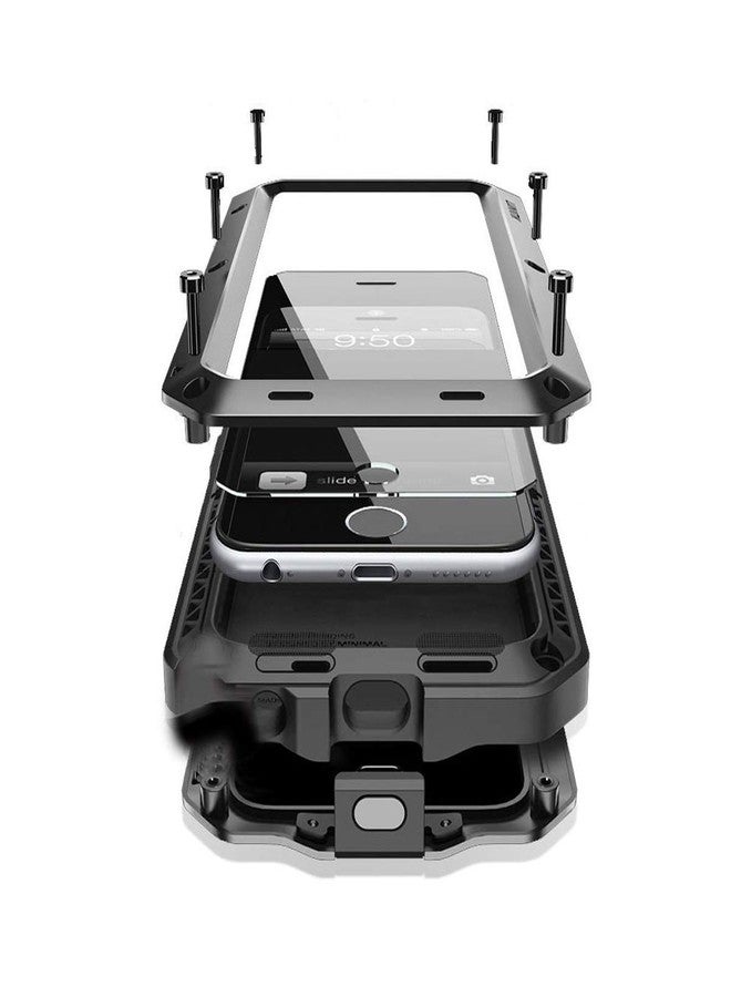 Marrkey iPhone 14 Plus Case, 360 Full Body Protective Cover Heavy Duty Shockproof [Tough Armour] Aluminum Alloy Metal Case with Silicone Built-in Screen Protector for Apple iPhone 14 Plus 6.7" - Black - Image 1