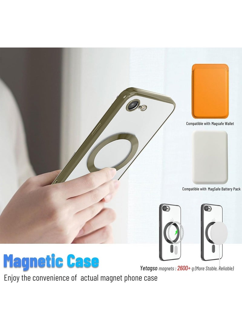 Wtech Apple iPhone 16e 5G 2025 Magsafe PU Luxury Plating Raised Lips Camera Hole Case Cover - Clear/Titanium Bronze - Image 4