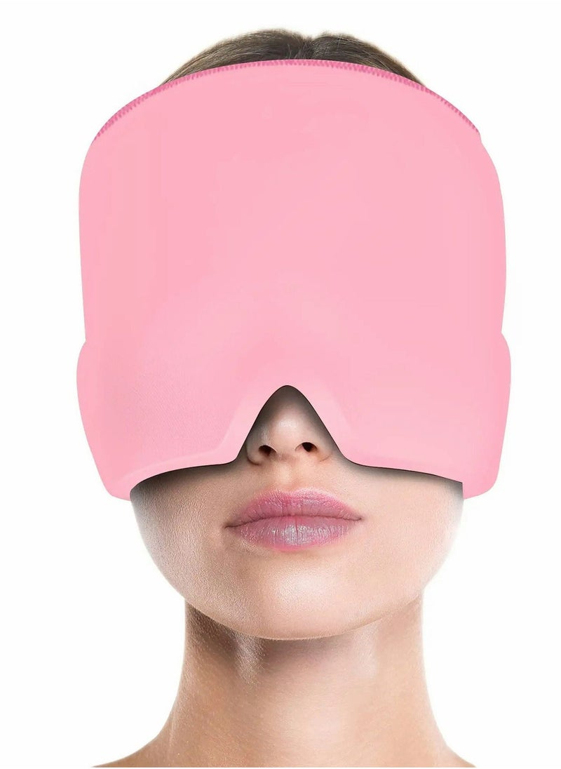 Generic Migraine Ice Head Wrap, Form Fitting Gel Headache Relief Hat, Cold Therapy Cap Pack Mask, Compress for Tension, Sinus Stress, Pink - Image 1