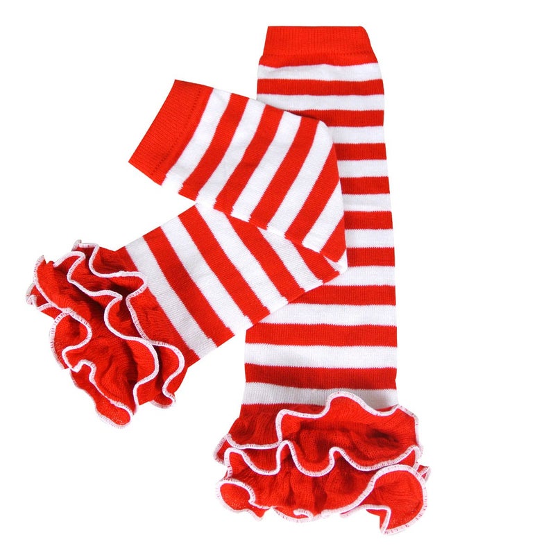 Wrapables Wrapables Dots Hearts and Ruffles Colorful Baby Leg Warmers Stripes Red White with Ruffles