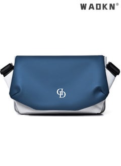 WAOKN Men's Trendy Large Capacity Shoulder Bag, Boys Nylon Waterproof Messenger Bag Crossbody Bag Sling Bag Side Bag, Flap Shoulder Bag Handbag Carrying Bag for College Students and Teens (Blue)  - Image 1