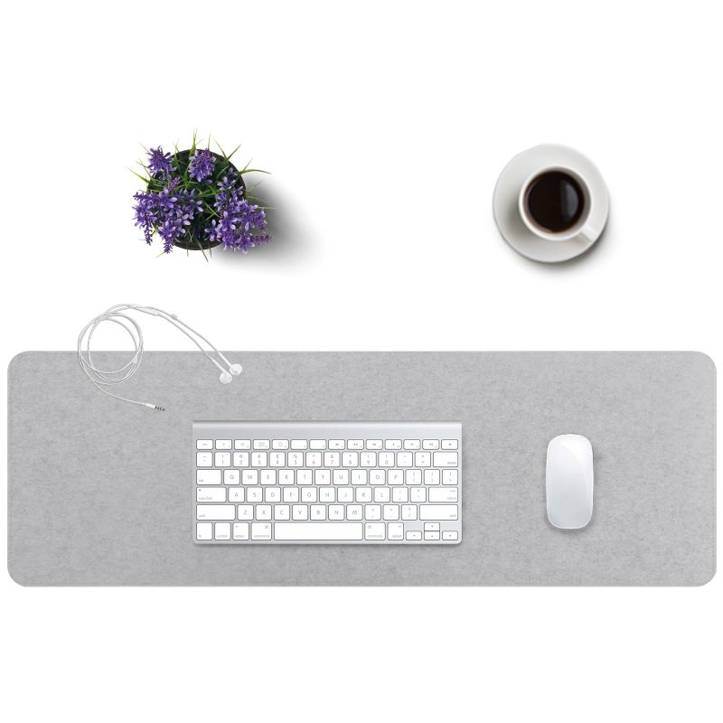DawnTrees Felt Desk Pad,Keyboard Mat (35.8" x 11.8"),Large Felt Mouse Pad,Computer Desk Mat XL,Desk Protector for Office (Light Gray) - Image 2