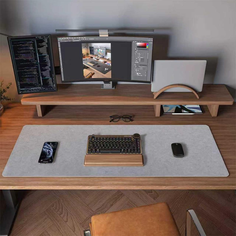 DawnTrees Felt Desk Pad,Keyboard Mat (35.8" x 11.8"),Large Felt Mouse Pad,Computer Desk Mat XL,Desk Protector for Office (Light Gray) - Image 3