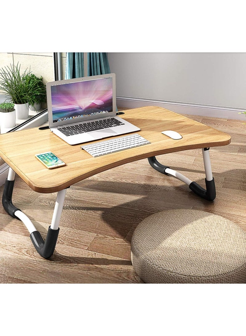 Laptop Table, 60 * 40cm Portable Laptop Table with Foldable Legs, Tablet & Notebook Slot, Multi-Functional Table for Reading and Eating - Image 5