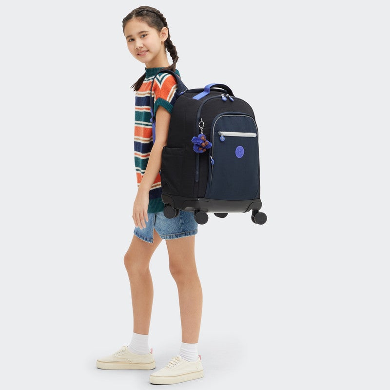 kipling New Zea Kids' 4-Wheeled School Trolley Backpack with 15 inch Laptop Compartment, 2.35kg, 26L - True Block - Image 5